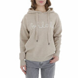 Beige hoodie met opschrift_