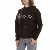 Bruine hoodie met opschrift_