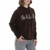 Bruine hoodie met opschrift_