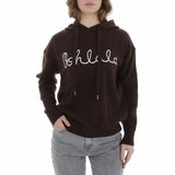 Bruine hoodie met opschrift_