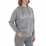 Grijze hoodie met opschrift_