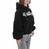 Zwarte oversized hoodie met opschrift_