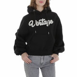 Zwarte oversized hoodie met opschrift_