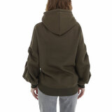 Kaki groene oversized hoodie met opschrift_