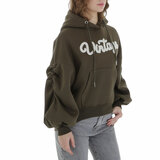 Kaki groene oversized hoodie met opschrift_