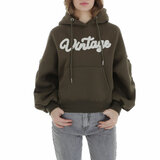 Kaki groene oversized hoodie met opschrift_