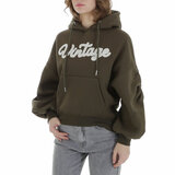 Kaki groene oversized hoodie met opschrift_