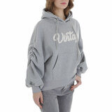 Grijze oversized hoodie met opschrift_