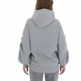 Grijze oversized hoodie met opschrift_