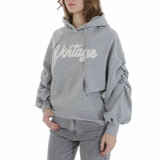 Grijze oversized hoodie met opschrift_