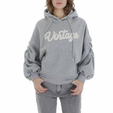 Grijze oversized hoodie met opschrift_