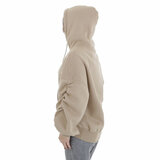 Beige oversized hoodie met opschrift_