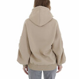 Beige oversized hoodie met opschrift_