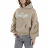 Beige oversized hoodie met opschrift_