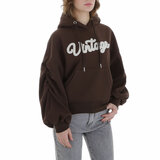 Bruine oversized hoodie met opschrift_