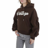 Bruine oversized hoodie met opschrift_