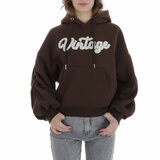 Bruine oversized hoodie met opschrift_