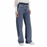 Modieuze two tone jeans broek_