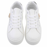 Witte lage sneaker met zwart accent Bruni_