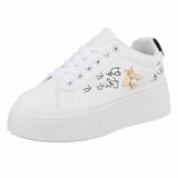 Witte lage sneaker met zwart accent Bruni_