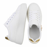 Witte lage sneaker met gouden accent Bruni_