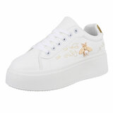 Witte lage sneaker met gouden accent Bruni_