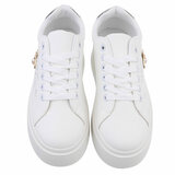 Witte lage sneaker met zilveren accent Bruni_