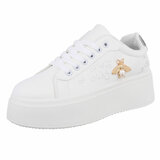 Witte lage sneaker met zilveren accent Bruni_