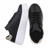 Zwarte lage sneaker Bridget met gouden accent_