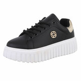 Zwarte lage sneaker Bridget met gouden accent_