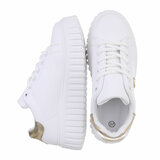 Witte lage sneaker Bridget met gouden accent_