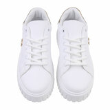 Witte lage sneaker Bridget met gouden accent_