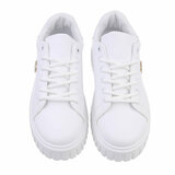 Witte lage sneaker Bridget met zilveren accent_