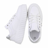 Witte lage sneaker Bridget met zilveren accent_