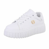 Witte lage sneaker Bridget met zilveren accent_