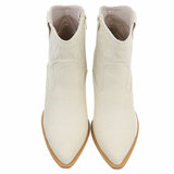 Beige western-biker enkellaarsje Cecile_