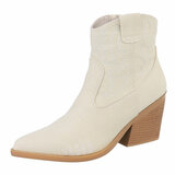 Beige western-biker enkellaarsje Cecile_