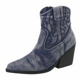 Jeans blauwe western-biker enkellaarsje Cecile_