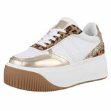 Witte lage sneaker Cecilia met luipaarddetail_