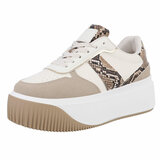 Witte lage sneaker Cecilia met snakedetail_