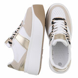 Witte lage sneaker Cecilia met zebradetail_