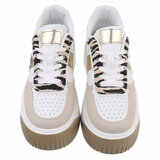 Witte lage sneaker Cecilia met zebradetail_