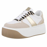 Witte lage sneaker Cecilia met zebradetail_