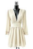 Elegante korte beige jurk met doublure  _