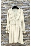 Elegante korte beige jurk met doublure  _