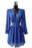 Elegante korte blauwe jurk met doublure  _