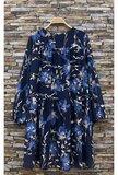 Stijlvolle blauwe-beige korte jurk met print_