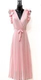 Elegante oud rose plisse maxi jurk._