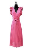 Elegante rose plisse maxi jurk._