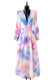 Sierlijke rainbow mixed maxi jurk met motief_